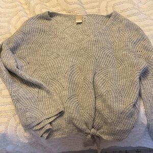 Roxy Light Gray V-Neck Sweater